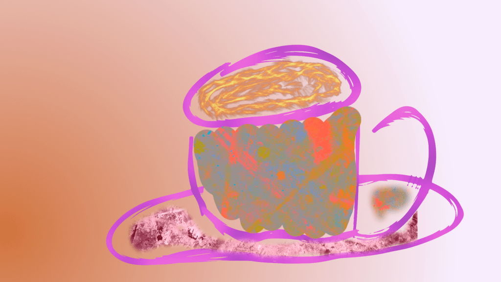 hand drawn coffee cup in pink