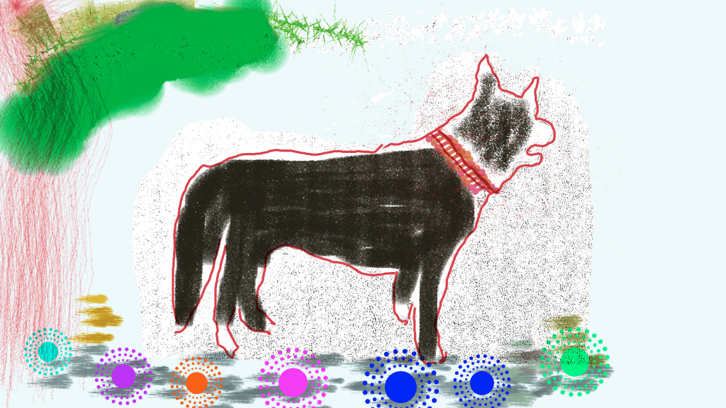 drawing of black dog 
